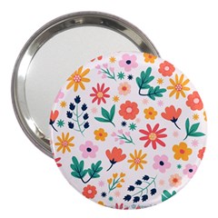 Flat Colorful Flowers Leaves Background 3  Handbag Mirrors