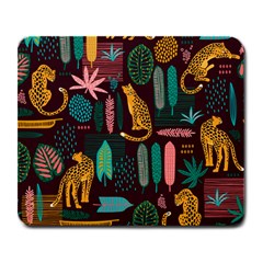 Vector Seamless Pattern With Leopards Large Mousepads by Vaneshart