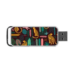 Vector Seamless Pattern With Leopards Portable Usb Flash (one Side)