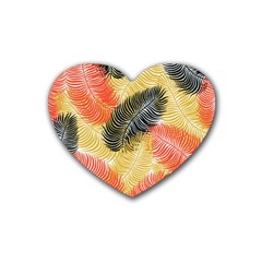 Tropical Seamless Pattern With Exotic Palm Leaves Heart Coaster (4 Pack)  by Vaneshart