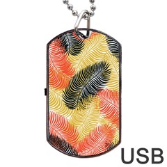 Tropical Seamless Pattern With Exotic Palm Leaves Dog Tag Usb Flash (two Sides)