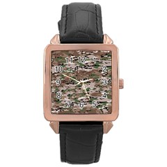Fabric Camo Protective Rose Gold Leather Watch  by HermanTelo