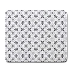 Pattern Black And White Flower Large Mousepads