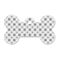 Pattern Black And White Flower Dog Tag Bone (one Side) by Alisyart