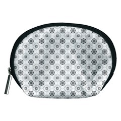 Pattern Black And White Flower Accessory Pouch (medium)