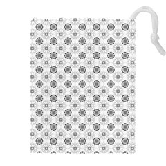 Pattern Black And White Flower Drawstring Pouch (4xl) by Alisyart