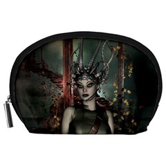 Awesome Fantasy Women With Helmet Accessory Pouch (large) by FantasyWorld7