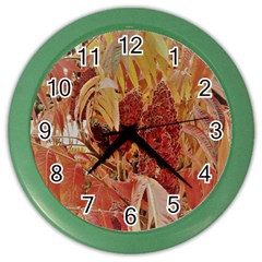 Autumn Colors Leaf Leaves Brown Red Color Wall Clock by yoursparklingshop