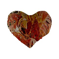 Autumn Colors Leaf Leaves Brown Red Standard 16  Premium Flano Heart Shape Cushions by yoursparklingshop