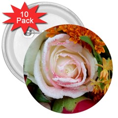 Floral Bouquet Orange Pink Rose 3  Buttons (10 Pack)  by yoursparklingshop