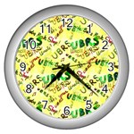 Ubrs yellow Wall Clock (Silver) Front