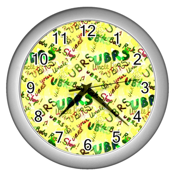 Ubrs yellow Wall Clock (Silver)