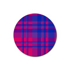 Bisexual Plaid Rubber Round Coaster (4 Pack)  by NanaLeonti