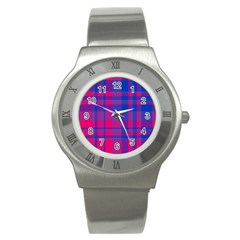Bisexual Plaid Stainless Steel Watch by NanaLeonti