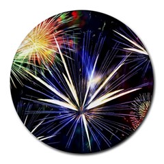 Fireworks Rocket Night Lights Round Mousepads by HermanTelo
