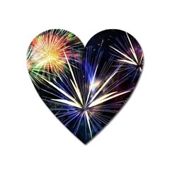 Fireworks Rocket Night Lights Heart Magnet by HermanTelo