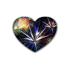 Fireworks Rocket Night Lights Heart Coaster (4 Pack)  by HermanTelo