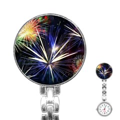 Fireworks Rocket Night Lights Stainless Steel Nurses Watch