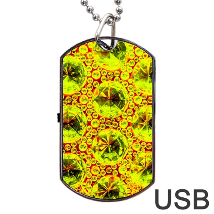 Cut Glass Beads Dog Tag USB Flash (One Side)