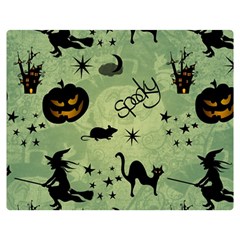 Funny Halloween Pattern With Witch, Cat And Pumpkin Double Sided Flano Blanket (medium)  by FantasyWorld7