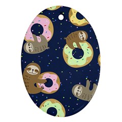 Cute Sloth With Sweet Doughnuts Ornament (oval) by Sobalvarro