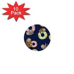 Cute Sloth With Sweet Doughnuts 1  Mini Buttons (10 Pack)  by Sobalvarro