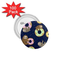 Cute Sloth With Sweet Doughnuts 1 75  Buttons (100 Pack)  by Sobalvarro