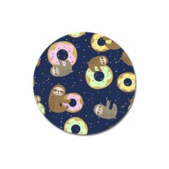 Cute Sloth With Sweet Doughnuts Magnet 3  (round) by Sobalvarro