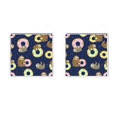 Cute Sloth With Sweet Doughnuts Cufflinks (square) by Sobalvarro