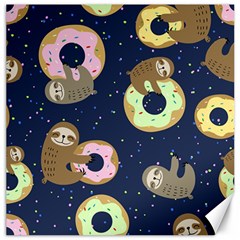 Cute Sloth With Sweet Doughnuts Canvas 16  X 16  by Sobalvarro