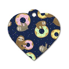 Cute Sloth With Sweet Doughnuts Dog Tag Heart (two Sides) by Sobalvarro