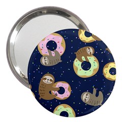 Cute Sloth With Sweet Doughnuts 3  Handbag Mirrors