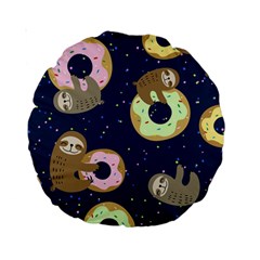 Cute Sloth With Sweet Doughnuts Standard 15  Premium Round Cushions by Sobalvarro