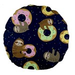 Cute Sloth With Sweet Doughnuts Large 18  Premium Round Cushions Front