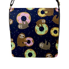 Cute Sloth With Sweet Doughnuts Flap Closure Messenger Bag (l) by Sobalvarro