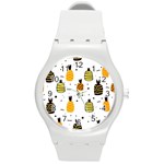 Pineapples Round Plastic Sport Watch (M) Front