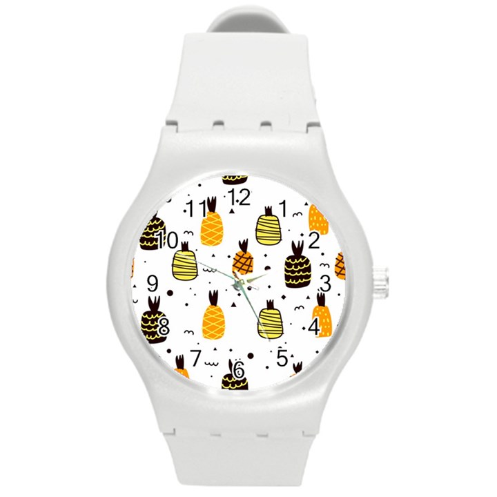 Pineapples Round Plastic Sport Watch (M)