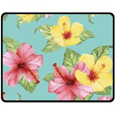 Hibiscus Double Sided Fleece Blanket (medium)  by Sobalvarro