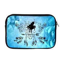 Piano With Feathers, Clef And Key Notes Apple Macbook Pro 17  Zipper Case by FantasyWorld7