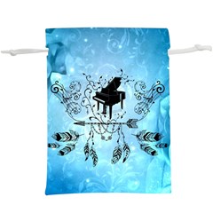 Piano With Feathers, Clef And Key Notes  Lightweight Drawstring Pouch (xl) by FantasyWorld7