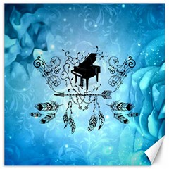 Piano With Feathers, Clef And Key Notes Canvas 12  X 12  by FantasyWorld7