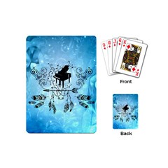 Piano With Feathers, Clef And Key Notes Playing Cards Single Design (mini) by FantasyWorld7