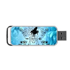 Piano With Feathers, Clef And Key Notes Portable Usb Flash (two Sides) by FantasyWorld7