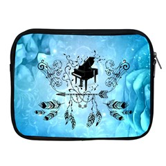 Piano With Feathers, Clef And Key Notes Apple Ipad 2/3/4 Zipper Cases by FantasyWorld7