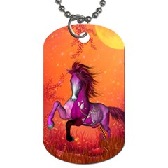 Wonderful Fantasy Horse In A Autumn Landscape Dog Tag (two Sides) by FantasyWorld7