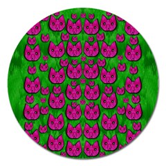 Sweet Flower Cats  In Nature Style Magnet 5  (round) by pepitasart