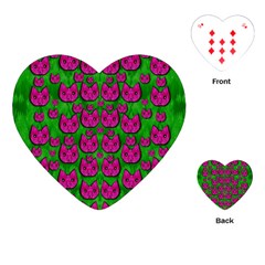 Sweet Flower Cats  In Nature Style Playing Cards Single Design (heart) by pepitasart