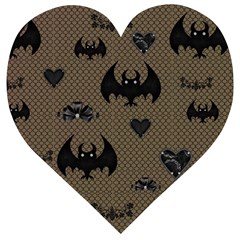 Cute Bat With Hearts Wooden Puzzle Heart by FantasyWorld7