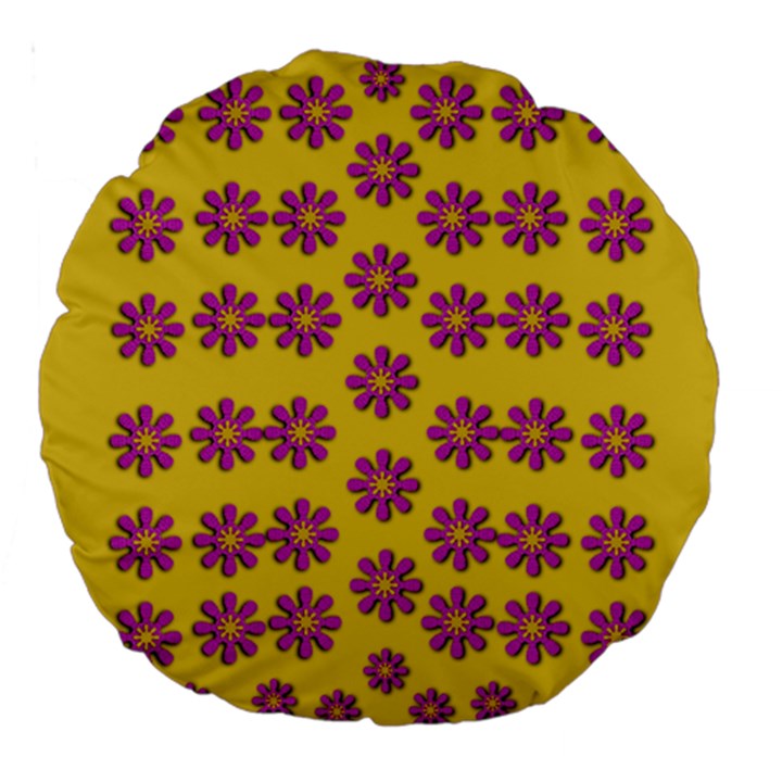 Fantasy Fauna Floral In Sweet Yellow Large 18  Premium Round Cushions