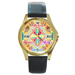 Floral Round Gold Metal Watch by ABjCompany